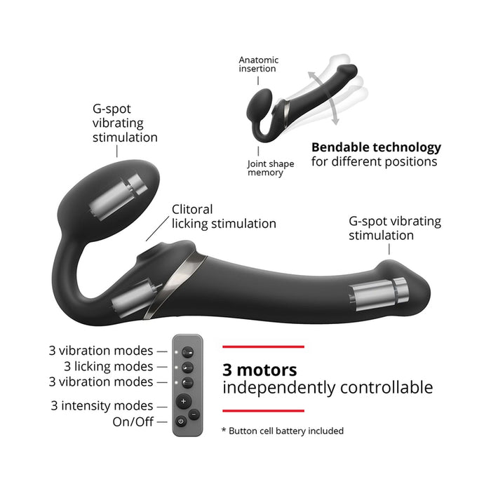 Strap-On-Me Multi Orgasm Bendable Strapless Strap-On Black Large
