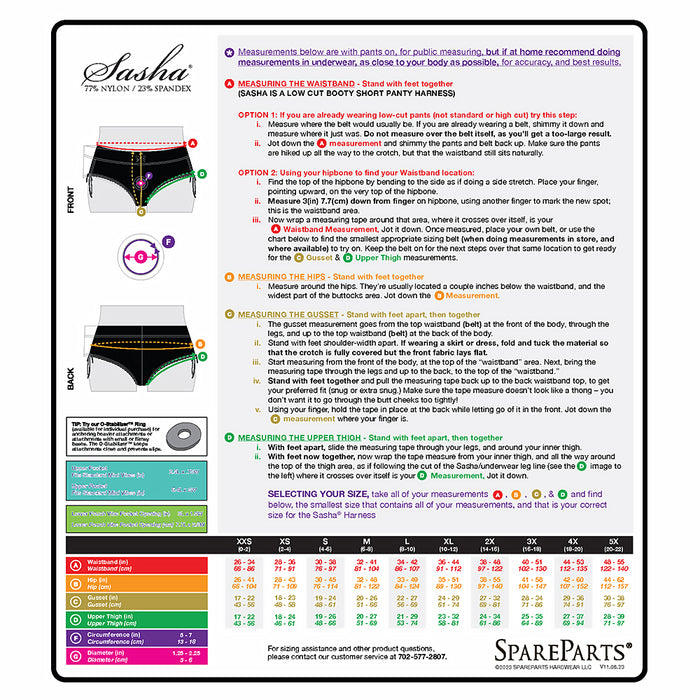 SpareParts Sasha Cinch Booty Short Harness Black Size M