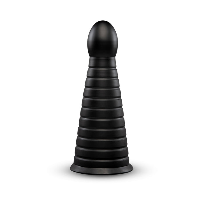 b-Vibe Cone 10 in. Tapered & Ribbed Dildo with Suction Cup Tester