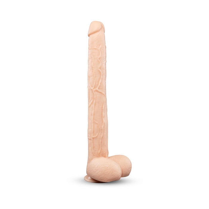 b-Vibe Bone 17 in. Deep-Insert Dildo with Realistic Balls and Suction Cup Tester