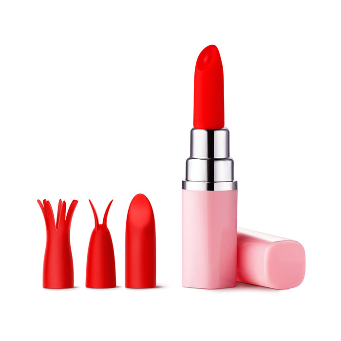 Luv Inc Lv57 Lipstick Vibrator with Attachments Light Pink Tester
