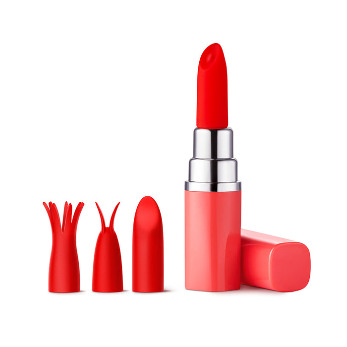 Luv Inc Lv57 Lipstick Vibrator with Attachments Coral Tester