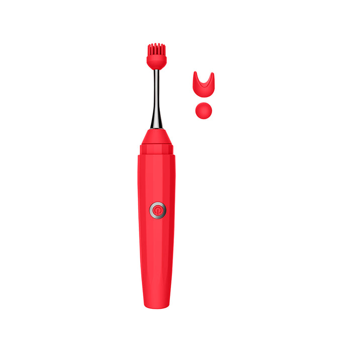 Luv Inc Op10 Orgasm Pen Vibrator with Attachments Red Tester