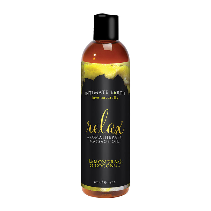 Intimate Earth Relax Aromatherapy Massage Oil Lemongrass & Coconut 4 oz. Tester