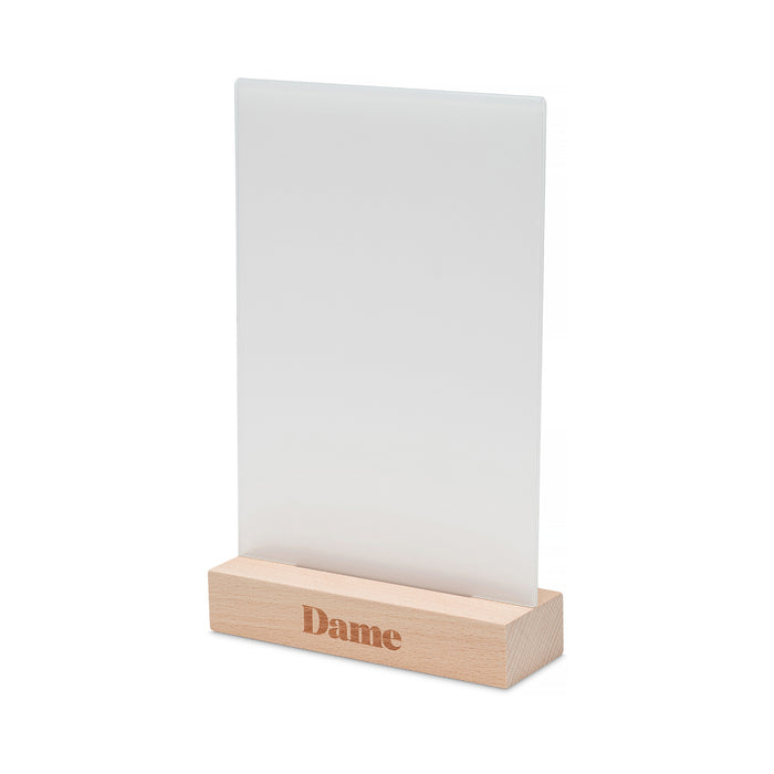 Dame A5 Acrylic Stand with Wood Base