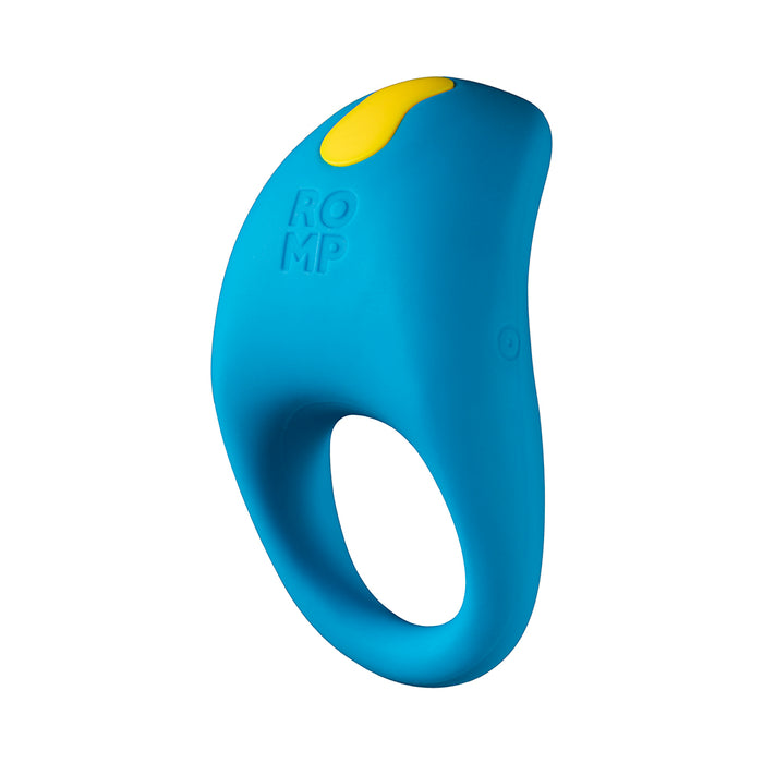 ROMP Juke Rechargeable Silicone Vibrating Penis Ring Light Blue Tester
