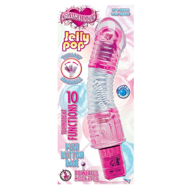 Orgasmalicious Jelly Pop Bendable Multispeed Waterproof Vibe (Clear/Pink)