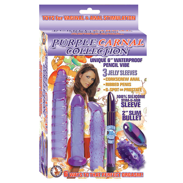 Purple Carnal Collection Vibe & Bullet With 3 Jelly Sleeves