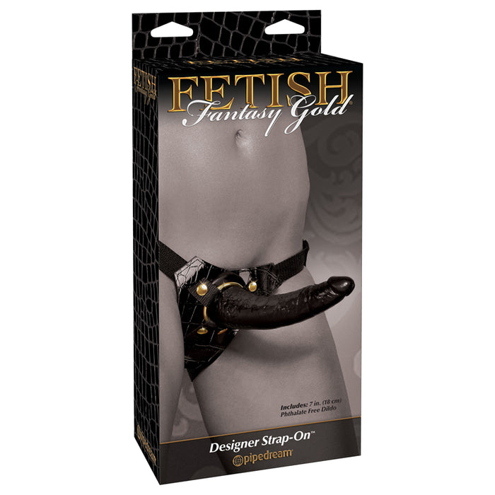 Pipedream Fetish Fantasy Gold Designer Strap-On With 7 in. Dildo Black