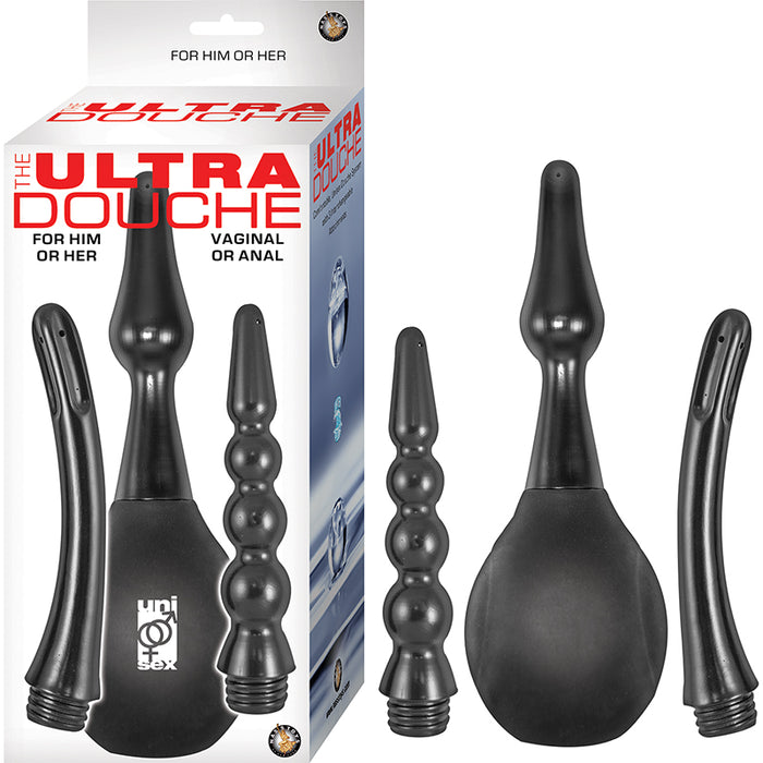 The Ultra Douche 3 Interchangeable Attachments Plug, Smooth, Beaded Black