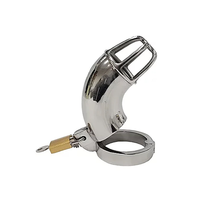 Stainless Cock Cage with Padlock  In Clamshell