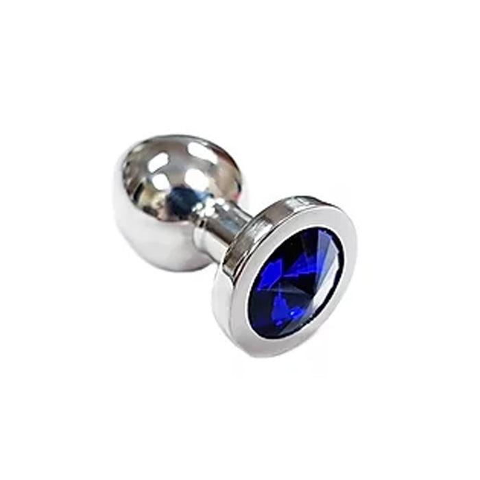 Stainless Steel Smooth Small Butt Plug- Blue Crystal