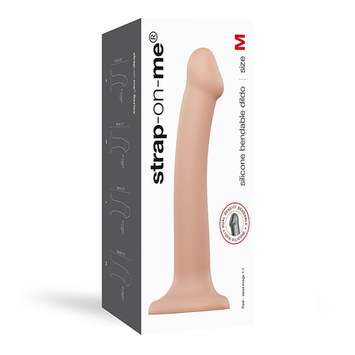 Strap-On-Me Bendable Dual-Density Silicone Suction Cup Dildo Vanilla M