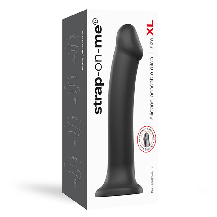 Strap-On-Me Bendable Dual-Density Silicone Suction Cup Dildo Black XL