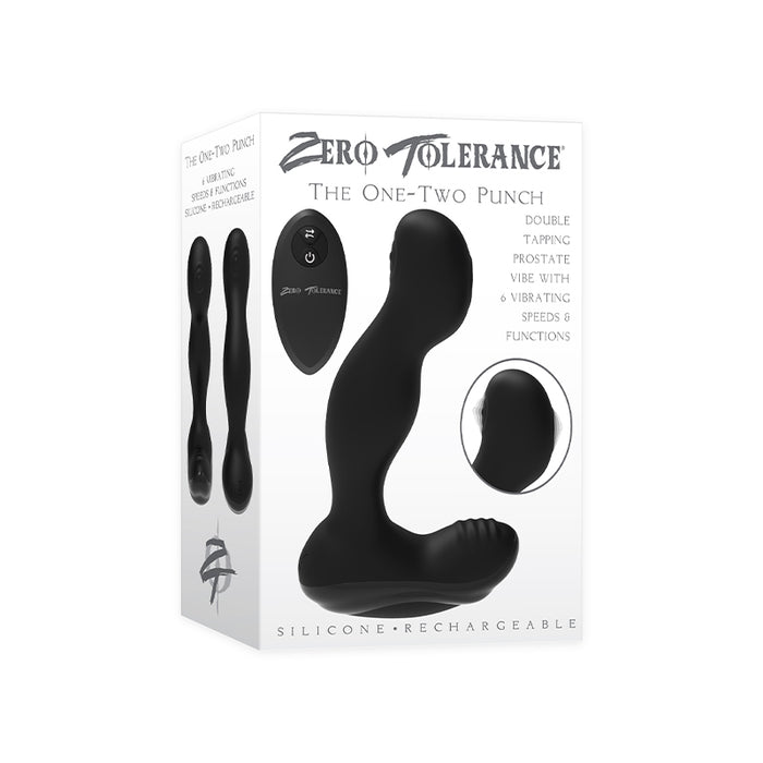 Zero Tolerance The One-Two Punch Vibrating Tapping Silicone Prostate Massager Black