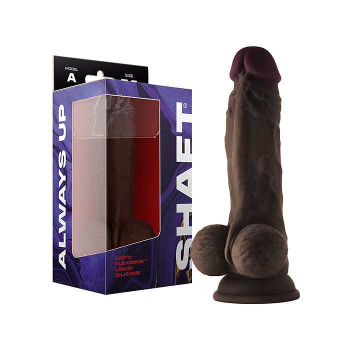 Shaft Model A: 7.5 in. Dual Density Silicone Dildo with Balls Mahogany