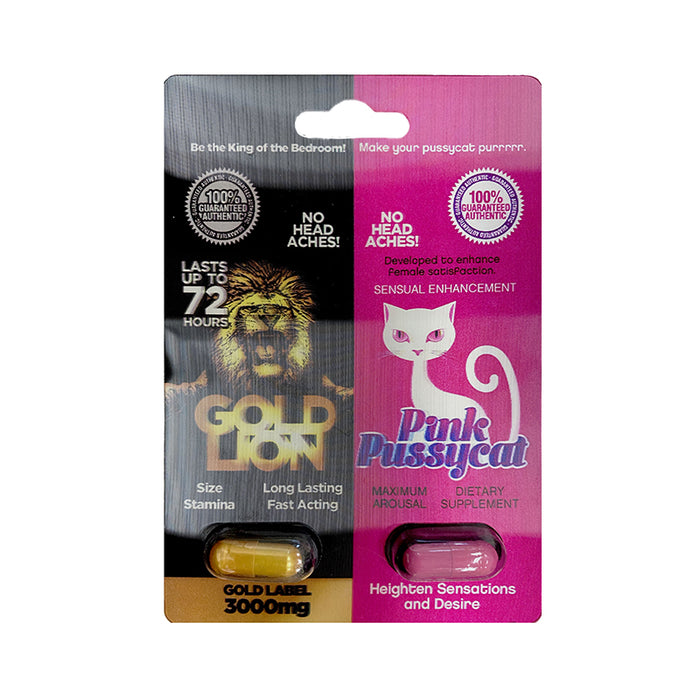 Pink Pussycat/Gold Lion His & Hers 2-Count Display of 24