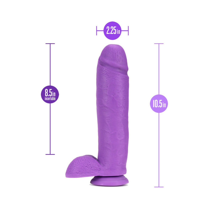 Blush Neo 10 in. Dual Density Dildo with Balls & Suction Cup Neon Purple