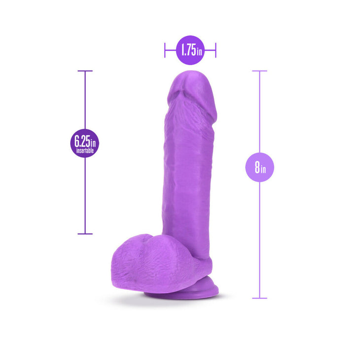 Blush Neo 8 in. Dual Density Dildo with Balls & Suction Cup Neon Purple