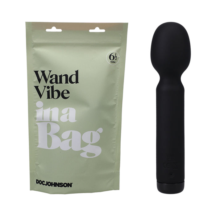 Doc Johnson Wand Vibe In A Bag Rechargeable Silicone Vibrator Black