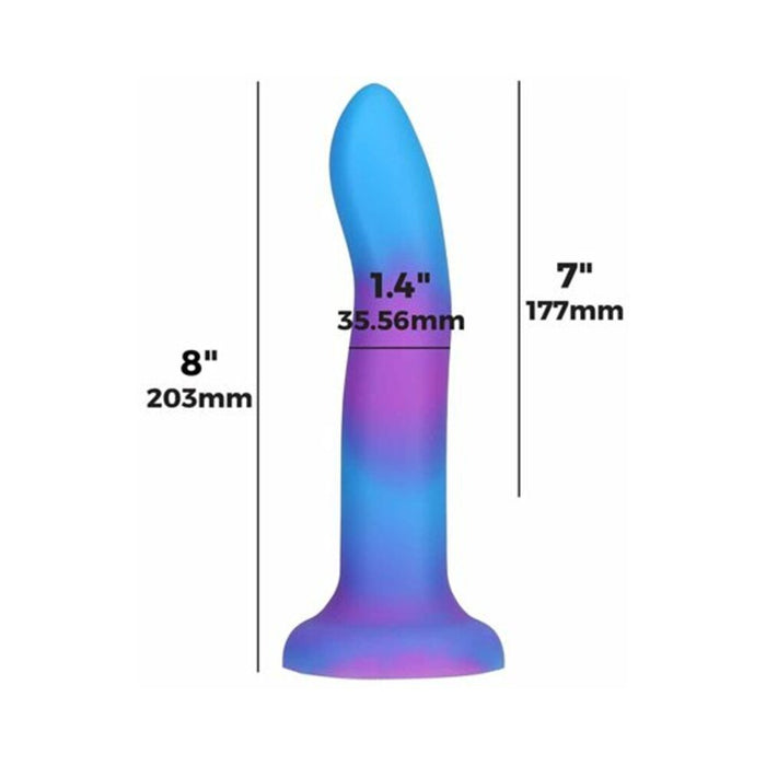 Addiction Rave Bendable 8 in. Silicone Dildo Glow in the Dark Blue Purple