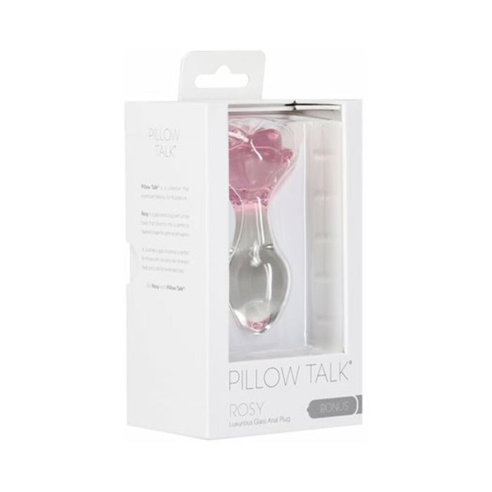 Pillow Talk Rosy Glass Anal Plug with Pink Rose Base