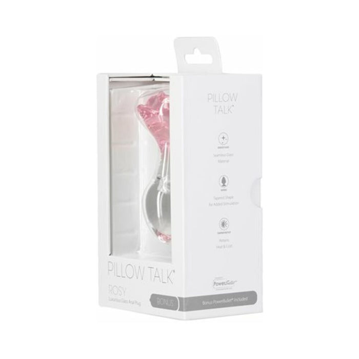 Pillow Talk Rosy Glass Anal Plug with Pink Rose Base