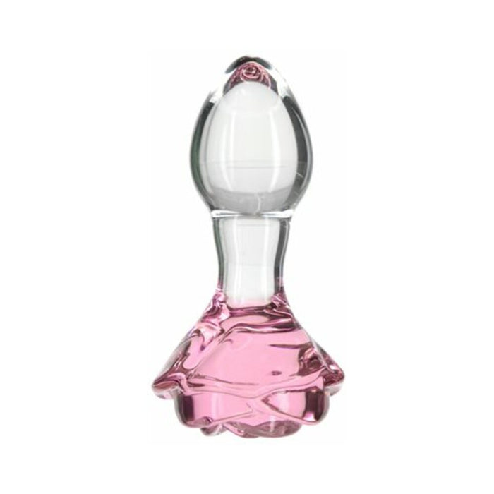 Pillow Talk Rosy Glass Anal Plug with Pink Rose Base