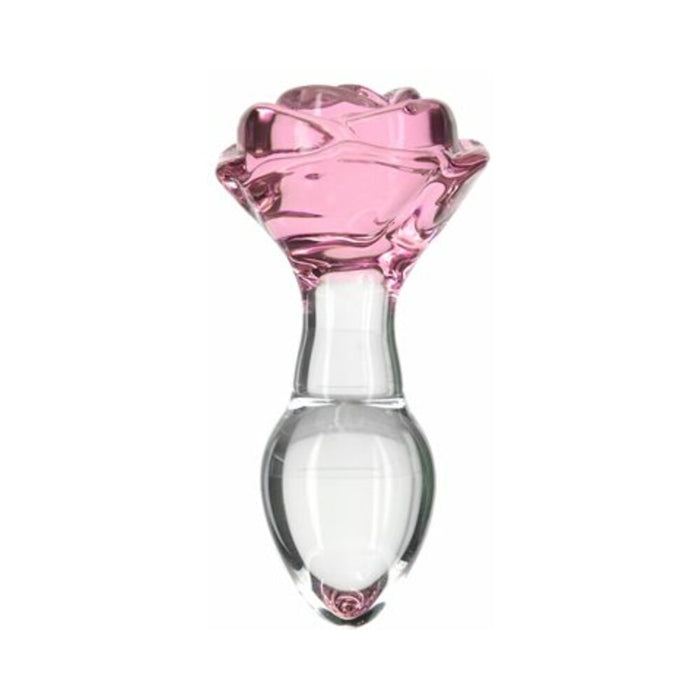 Pillow Talk Rosy Glass Anal Plug with Pink Rose Base