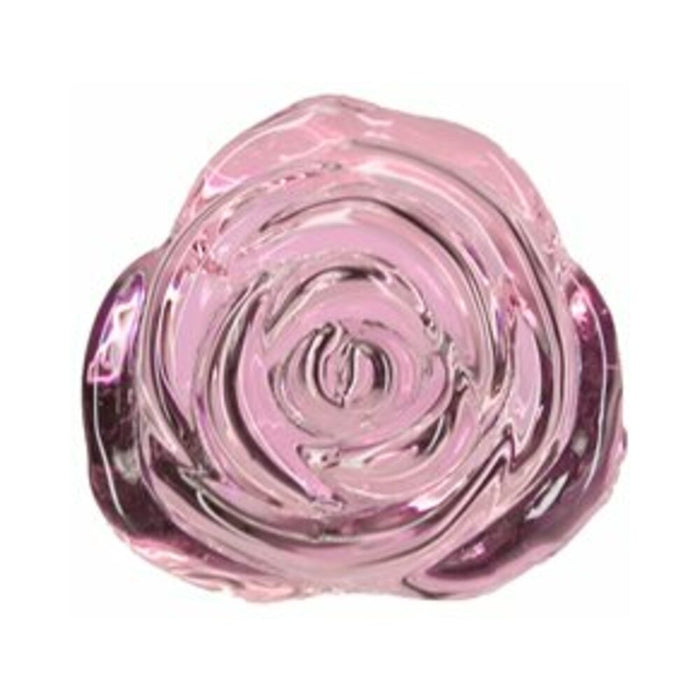Pillow Talk Rosy Glass Anal Plug with Pink Rose Base