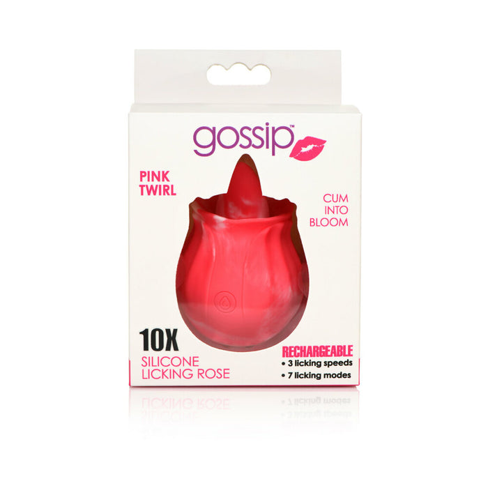 Curve Toys Gossip Cum Into Bloom Rechargeable Silicone Licking Rose Pink Twirl