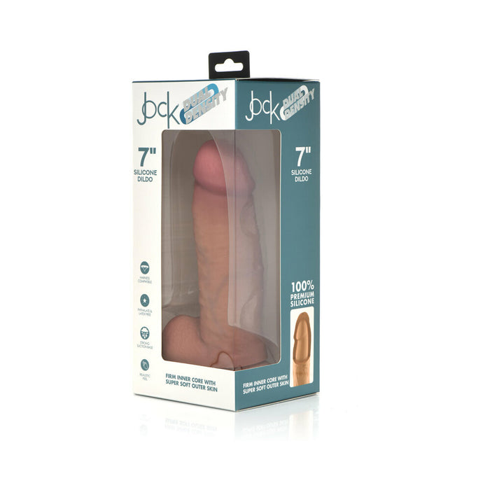 Curve Toys Jock Dual Density 7 in. Silicone Dildo with Balls & Suction Cup Light