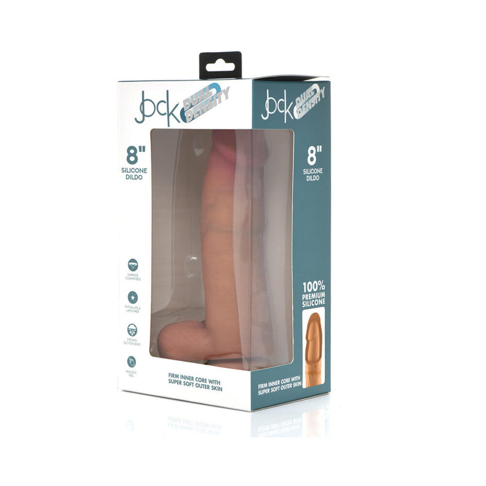 Curve Toys Jock Dual Density 8 in. Silicone Dildo with Balls & Suction Cup Light