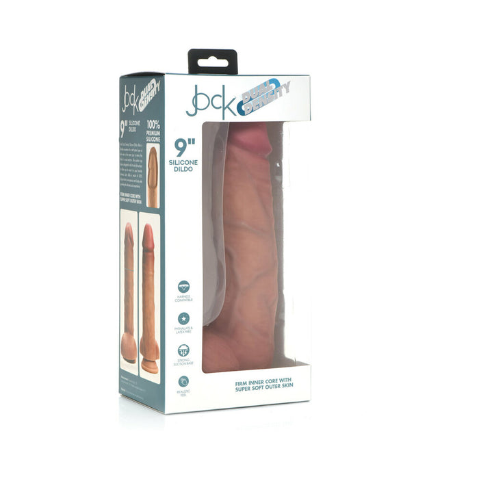 Curve Toys Jock Dual Density 9 in. Silicone Dildo with Balls & Suction Cup Light