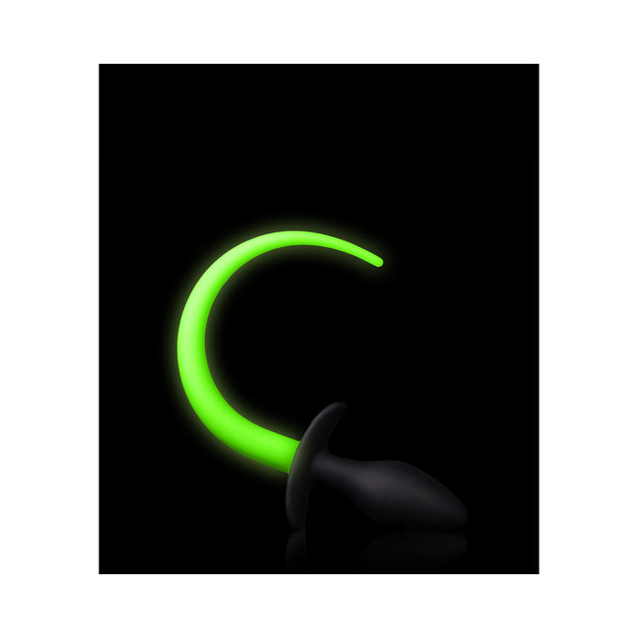 Ouch! Glow in the Dark Silicone Puppy Tail Anal Plug Neon Green
