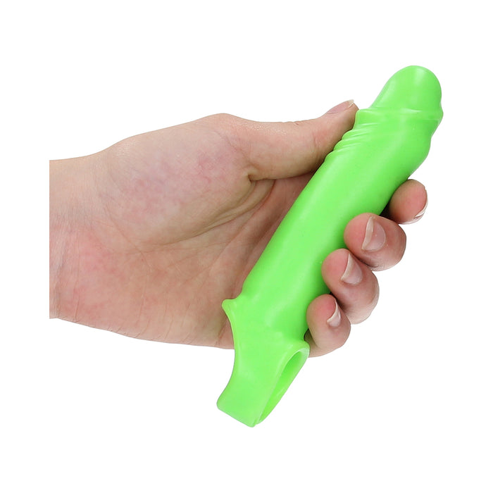 Ouch! Glow in the Dark Smooth Stretchy 6.3 in. Penis Sleeve Neon Green
