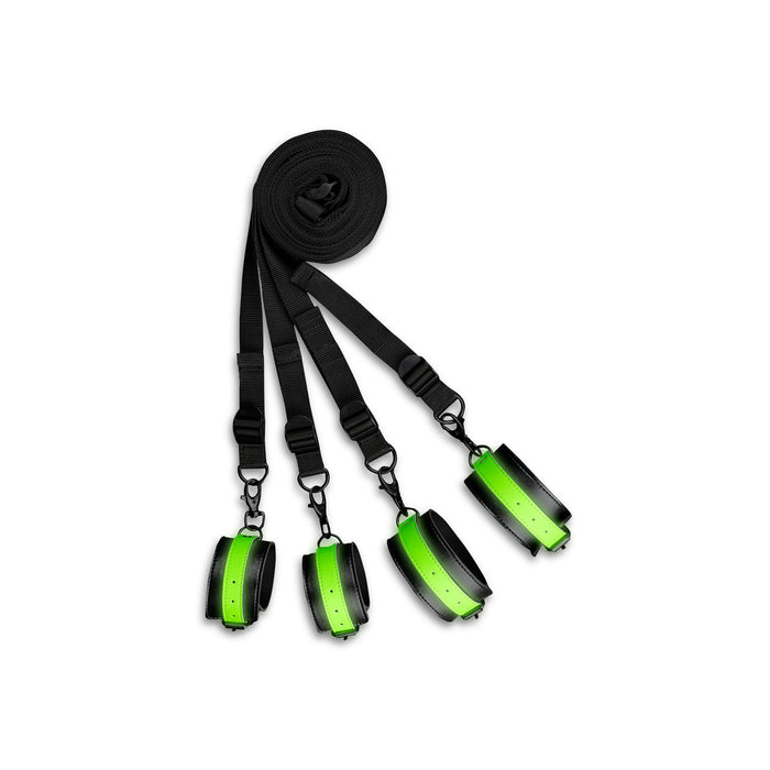 Ouch! Glow in the Dark Bed Bindings Restraint Kit Neon Green