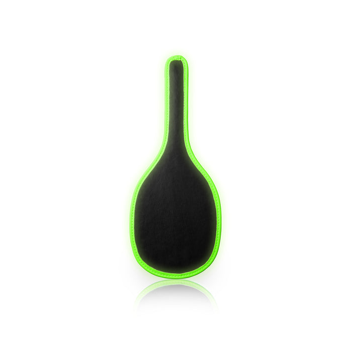 Ouch! Glow in the Dark Bonded Leather Round Paddle Neon Green