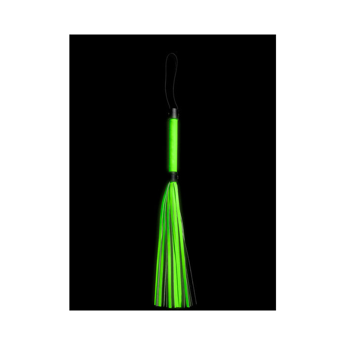 Ouch! Glow in the Dark Bonded Leather Flogger Neon Green