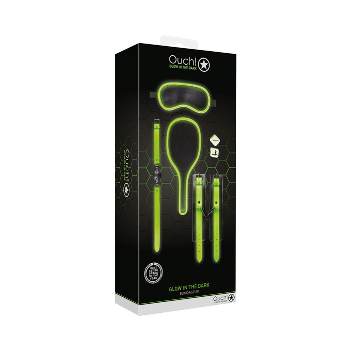 Ouch! Glow in the Dark 7-Piece Bondage Kit Neon Green