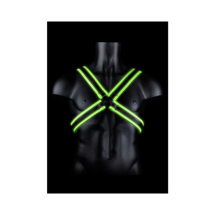 Ouch! Glow in the Dark Cross Harness Neon Green L/XL