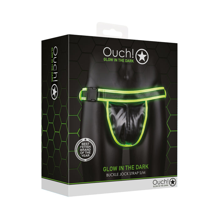 Ouch! Glow in the Dark Buckle Jock Strap Neon Green S/M