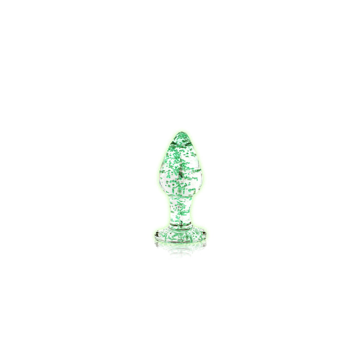 Ouch! Glow in the Dark Glass Anal Plug Clear/Green Small