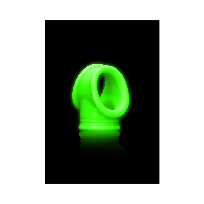 Ouch! Glow in the Dark Cockring & Ball Sling Neon Green