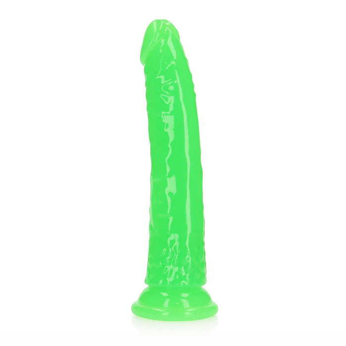 RealRock Glow in the Dark Slim 7 in. Dildo Neon Green