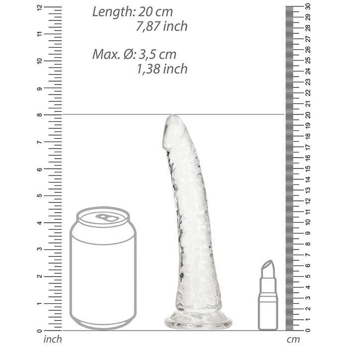 RealRock Crystal Clear Slim 7 in. Dildo Clear