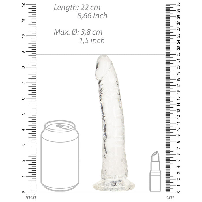 RealRock Crystal Clear Slim 8 in. Dildo Clear