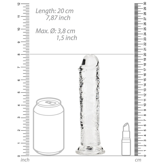 RealRock Crystal Clear Straight 7 in. Dildo Without Balls Clear