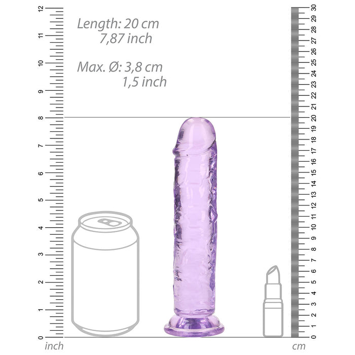 RealRock Crystal Clear Straight 7 in. Dildo Without Balls Purple
