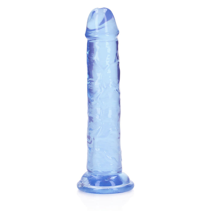 RealRock Crystal Clear Straight 6 in. Dildo Without Balls Blue